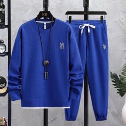 Men's Hoodies 2023 Tiktok Live Fashion Brand Sports And Leisure Suit Waffle Sweater Pants Two-piece Set