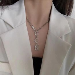 Pendant Necklaces Silver Colour Lucky Letter Necklace For Women Ins Asymmetry Short Clavicle Chain Choker Temperament Jewellery Gift