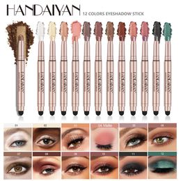 Eye Shadow Liner Combination Eyeshadow Stick Makeup 12 Colors Waterproof Long Lasting Glitter Shimmer Matte Shadow Pen HANDAIYAN 230809