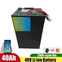 48V 40Ah Li ion Battery Pack 48V Not 50AH Lithium Ion Bateria for Solar Street Lamp Motorcycle Autobike Electric Bicycle+Charger