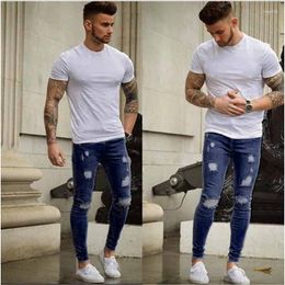 Men's Jeans Ground White Worn Small Foot Slim Wholesale European And American Skinny