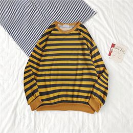 Men's Hoodies Student T-Shirts Striped Long Sleeve O Neck Simple Casual Spring Top Tee Shirts For Men Youth Style Sudaderas Para Hombres