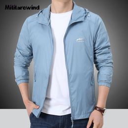 Men's Jackets Summer Thin Jacket Men Fashion Hooded Collar Waterproof Sun Protection Outdoor Hiking Climbing Coat Size M 4XL 230809