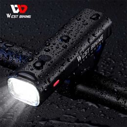 Bike Lights WEST BIKING MTB Bicycle Front Light USB RechargeableRoad Bike HeadlightAlumimum Alloy Waterproof LED Lamp Cycling Light HKD230810