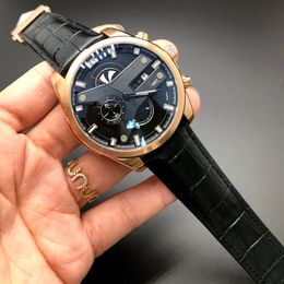 Relógios masculinos de moda de alta qualidade, todos com mostrador, pulseira de couro de trabalho, mostrador de 42 mm, relógio de ouro para presente de dia dos namorados masculino Dire251s