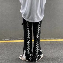 Mens Jeans American Street Letter Embroidered Loose Pants Fashion Dark Style Straight Harajuku Oversized Casual 230809