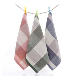 Cotton Cloth Colour Grid Gauze Small Towel Gauze Saliva Towel Handkerchief Cotton Plaid Soft Thick Towel 34x34cm