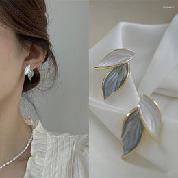 Stud Earrings Austyn Metal Trendy Fresh Lovely Sweet Grey Leaf For Women 2023 Fashion Jewellery Korean