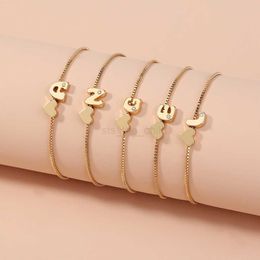 Charm Bracelets Fashion Girls Gold Color 26 A-Z Letter Name Heart Bracelet Bangle Initial Alphabet Charms Box Chain Bracelets For Women Gifts