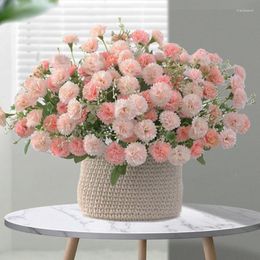 Decorative Flowers Artificial 20 Heads Silk Lilac Rose Bouquet Vintage Bride Holding Fake Home Wedding Decoration Accessories Plant