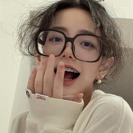 Sunglasses Korean Big Frame Glasses Girl Ins No Makeup Plain Men Eyewear Cute Decorative Computer