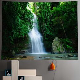 Tapestries Secluded Forest Waterfall Home Art Tapestry Bohemian Decorative Tapestry Hippie Yoga Mat Sheets Large Size Sofa Blanket