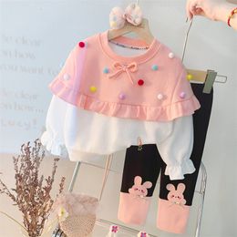 Clothing Sets Autumn Kids for Baby Girls Clothes Outfits Infant Lace T Shirt Pants 2 Pcs Suit Cartoon Children Sportswear 230810