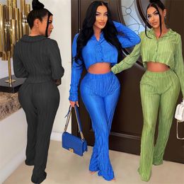 Glossy Two Piece Pants Elegant Outfits Women Casual Lapel Neck Shirt and Trouser Sets Free Ship
