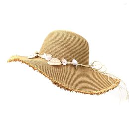 Berets Shell Belt Dome Raw Edge Straw Hat Outdoor Beach Sun Protection For Men And Women Spring Summer