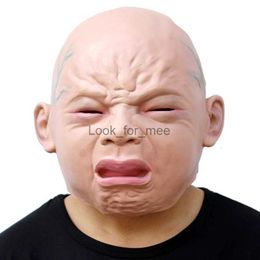Halloween Party Horror Cosplay Costume Props Scary Latex Creepy Happy Crying Baby Mask Full Head Masquerade Adult Kids Cosplay HKD230810