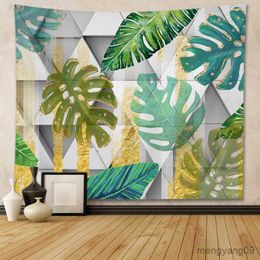 Tapestries Tropical Jungle Plant Forest Wall Tapestry Palm Leaf Hanging Print Cloth Dorm Home Living Room Background Decor R230810