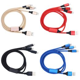 1.2m 3 in 1 Cell Phone Charging Cables For Huawei Samsung Micro USB Type C Charger Cord Line Wire