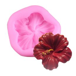 Baking Moulds 3D Flower Hibiscus Silicone Moulds Fondant Craft Cake Candy Chocolate Sugarcraft Ice Tool Mould M2353 230809