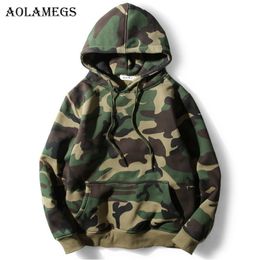 Mens Hoodies Sweatshirts Aolamegs Men Army Green Camouflage Hood Camo Fleece Pullover Fashion Hip Hop Streetwear Casual Hoodie Autumn Winter 230810