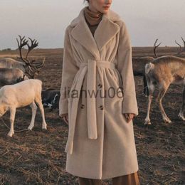 Women's Jackets Winter Women High Quality Faux Rabbit Fur Coat Luxury Long Coat Loose Lapel OverCoat Thick Warm Female Plush Coats HAO J230810