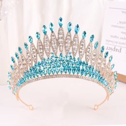 Big Opal Crown Bridal Hair Accessories Elegant Crystal Tiaras Girls Wedding Dress Headbands Headwear