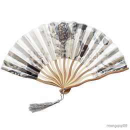 Chinese Style Products Vintage Folding Fan Retro Chinese Japanese Bamboo Hand Folding Fan Dance Hand Fan Home Decoration Ornaments Craft Gift Fan 2G R230810