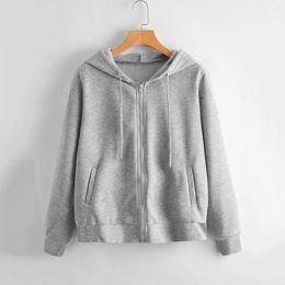 Women's Hoodies Blouse Pullover Hooded Sweatshirt Long Pocket Zipper Casual Jacket Tops Solid Shirt Sleeve Sudadera Mujer