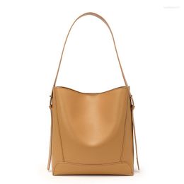 Evening Bags 2023 Brands Designer Women's Bucket Bag Genuine Leather Ladies Handbags High Quality Female Shoulder Luxury Totes Brown