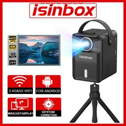 Projectors ISINBOX X8 Mini Portable Projector With Screens Android 5G WIFI Home Theater Cinema Projector Support 1080P Video LED Projectors 230809