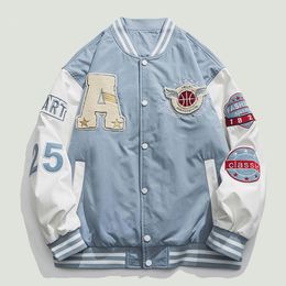 Mens Jackets Hip Hop Varsity Baseball Vintage Harajuku Letter Embroidery Patchwork Coats Oversized Casual Bomber Jacket Unisex 230810