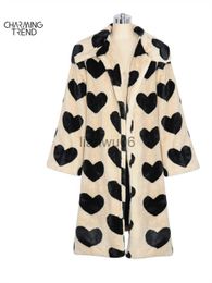 Women's Jackets Winter Women Warm Faux Fur Coat Love Pattern Women Long Coat Turn Down Collar Women Warm Plush Coat Classic Coat Loose Warm J230810