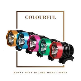 Bike Lights DC USB Charging Port Bike Front Light Head T6 Led Spotlight Mountain Bicycle Lamp Handlebar Headlight Cycle Riding Accessories HKD230810