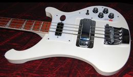 Ultra RARE 4 Strings 4003 Limited Edition Snow White Glo Electric Bass Guitar Gloss Lacquer Fingerboard Triangle Pearl Inlay Chrome Hardware