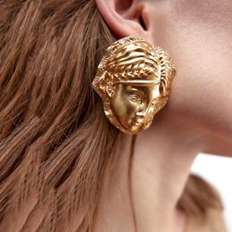 Stud Earrings Vintage Golden Irregular Face Earring Jewelry For Women