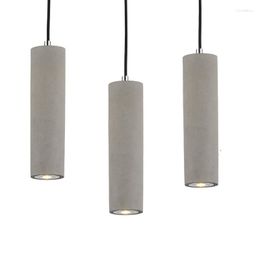 Pendant Lamps Nordic Cement Led Lights Vintage Industrial Lamp Dinning Room Restaurant Bedroom Nightstand Tube Light