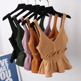 Women's T Shirts Women Knit Crochet V Neck Vest Cami For Tank Crop Tops Shirt Ruf