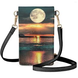 Evening Bags FORUDESIGNS Women's Wallets Card Holder Sunset Landscape Design Mobile Phone Shoulder Bag Fashion Handbags Leather Coin