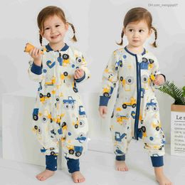 Pajamas Baby sleeping bag with feet wearable blanket long sleeved baby newborn cotton sleeping bag suitable for baby pajamas Z230810