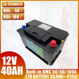 12V 40AH LTO Lithium Titanate Battery Built-in BMS 50A 80A 100A For Wind Power Station Electric Wheelchairs Solar Street Lamp