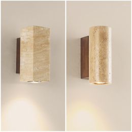 Wall Lamp Japanese Style LED Natural Stone Art Wabi-sabi Home Decor Sconces Retro Living Room Aisle Background Lights