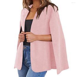 Women's Suits Office Lady Open Front Outerwear Stylish Cloak Suit Coat Collarless Split Sleeve Design For Spring/autumn