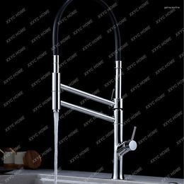 Kitchen Faucets Copper Faucet Silicone Magnetic Suction Pull-out Design Rotating And Cold Double Control Sink Brass