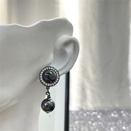 Woman Stud C Logo Earrings Designer Letter C Long chain Earring Women Jewellery Ccity Double Pearl crystal orecchini 4517