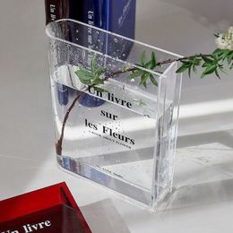 Vases Book Vase Acrylic INS Flower Transparent Flowers Home Decoration Nordic Europe Modern Hydroponic Desktop Ornament Gift 230810