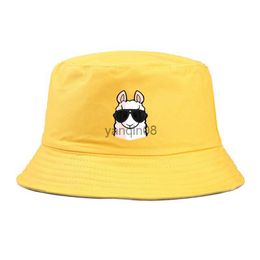 Wide Brim Hats Bucket Hats Cute llama print Bucket Hat women cartoon Fisherman Hat outdoor travel hat Sun Cap Hats for Men boys girls summer panama cap bob HKD230810