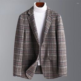 Men's Suits Men Clothing Blazer Coat 2023 Spring Autumn Causal Korean Fashion Business Office Plaid Suit Jacket Male Streetwear Y14