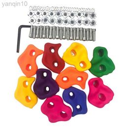 Rock Protection 10Pcs Mixed Colour Plastic Children Kids Rock Climbing Wood Wall Stones Hand Feet Holds Grip Kits With Screws HKD230810