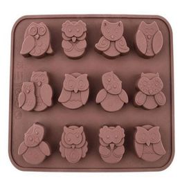 12 Hole Owl Shape Silicone Chocolate Mould Ice Cupcake Lollipop Sugar Tool