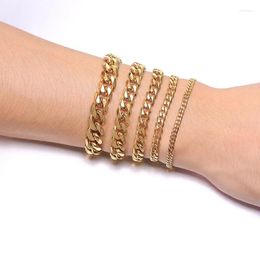 Link Bracelets 3-11mm Thick Miami Curb Chain Men's Bracelet Stainless Steel Cuban Wristband Classic Punk Heavy Duty Jewelry